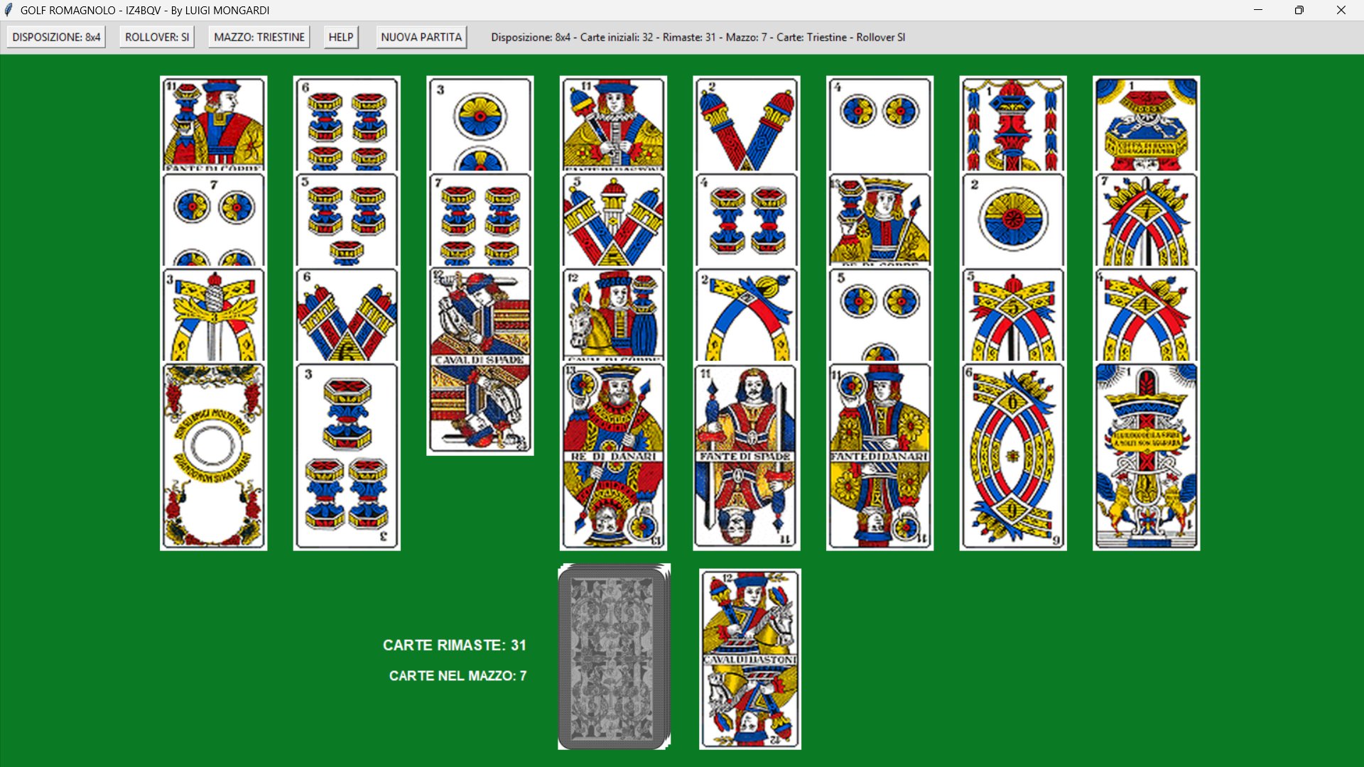 Videata del gioco con carte Triestine